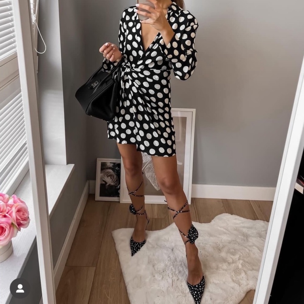 NWT Zara Asymmetrical Polka Dot Shirt Dress - Picture 1 of 12